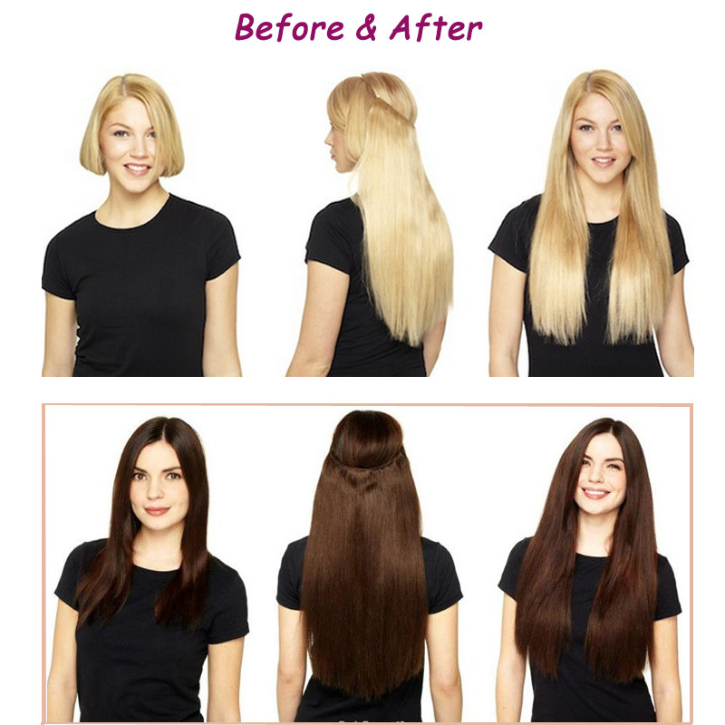 Balayage Thick Wire In Real Human Hair Extensions Hidden Headband One Piece Weft