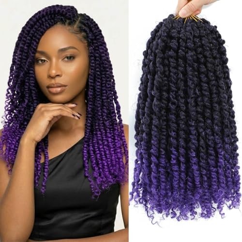 14 Inch 8 Packs Purple Pre-twisted Passion Twist 14 Inch (Pack of 8) TPurple