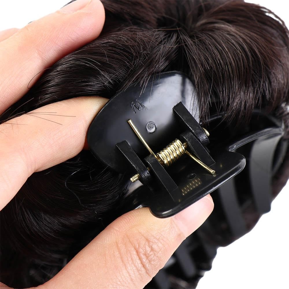 GUEDKIKL Clip in Hair Bun for Women Girls Fake Drawstring Ballet Brown