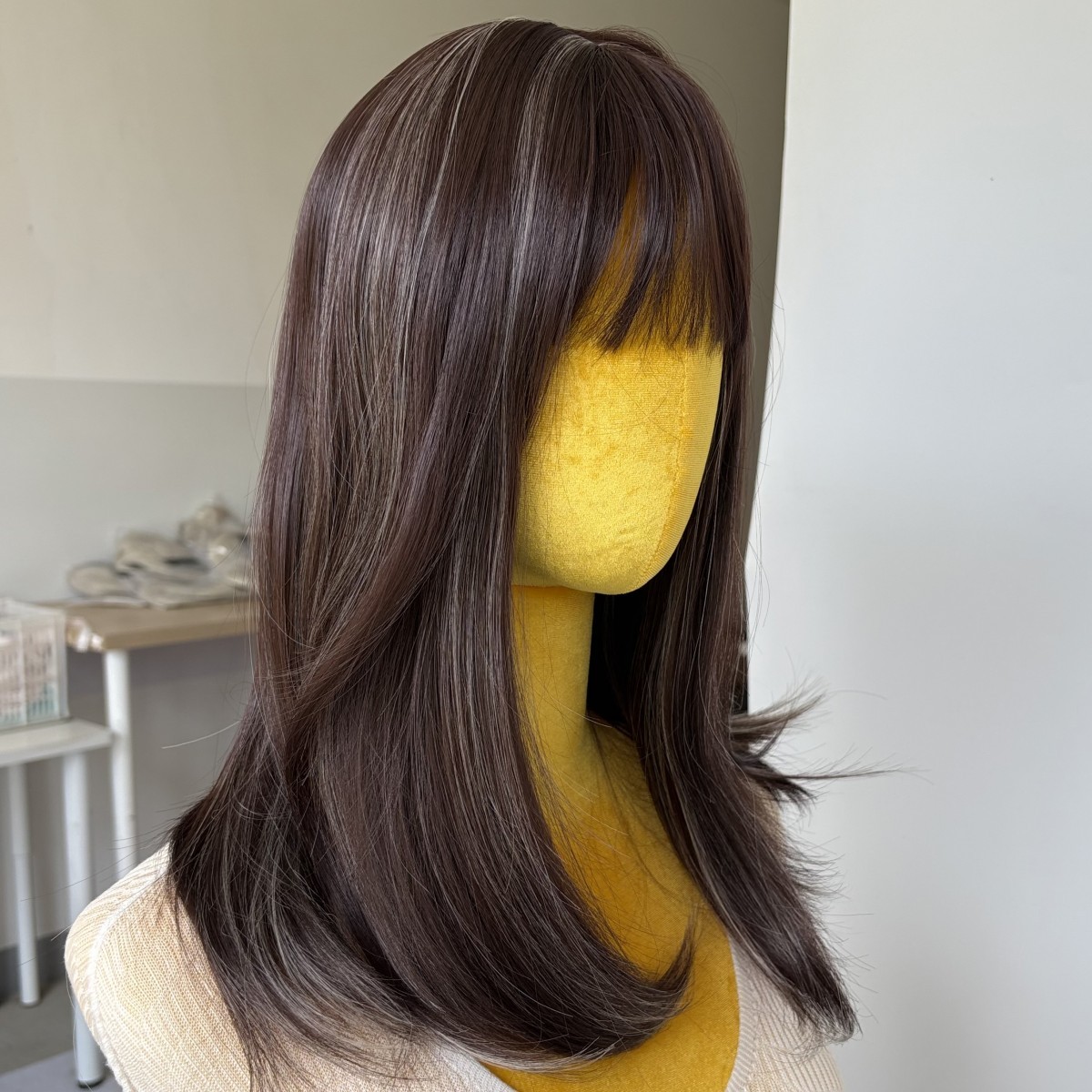 Synthetic Hair Cosplay Party Wig With Fringe Straight Mixed Brown blonde