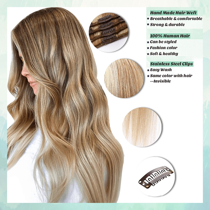Clip In Hair Extensions Real Remy Human Hair Brown 18” 20″ 24” 8pcs Full Head