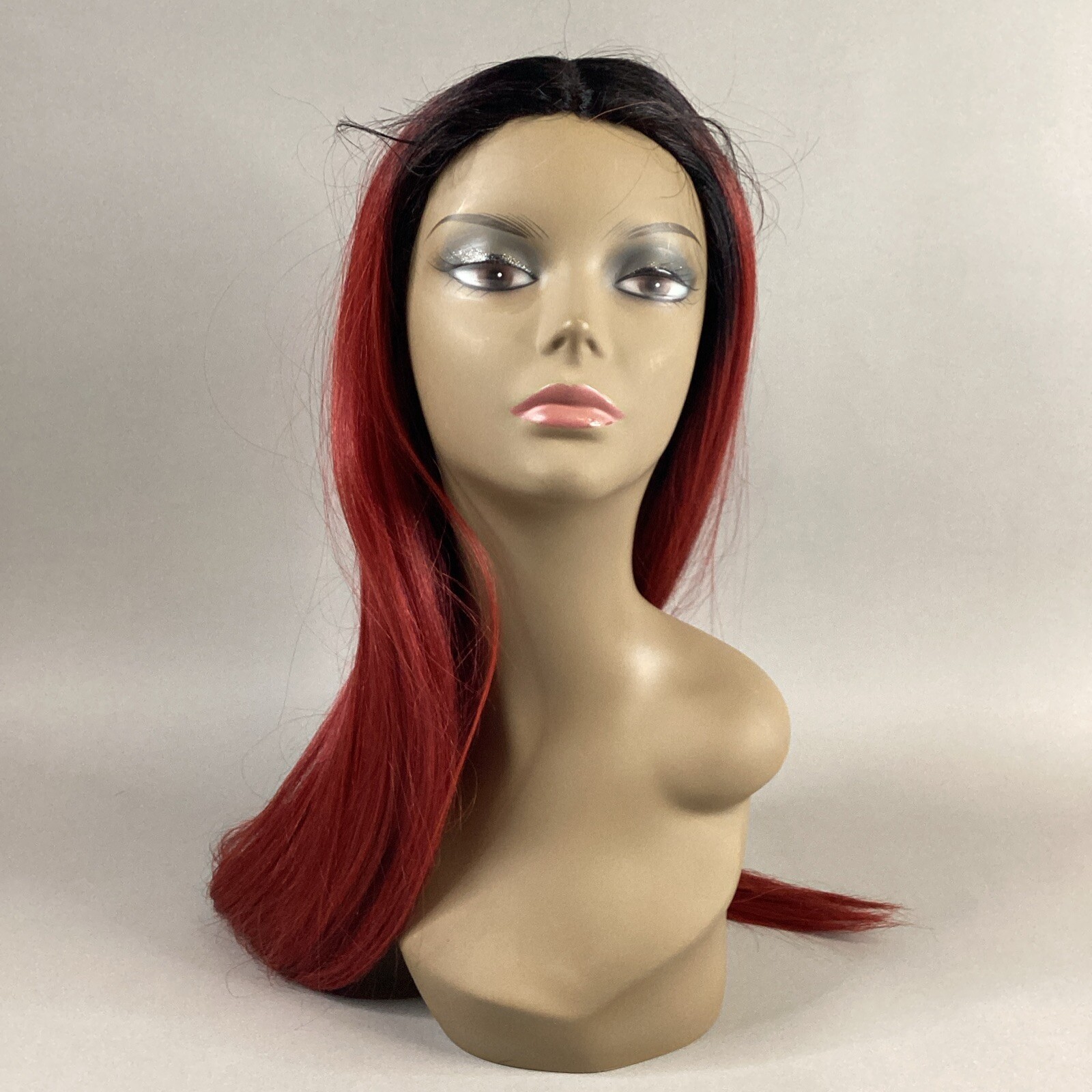 Kyla Long Straight #DR Red Burgundy Black Premium Synthetic Lace Part Wig