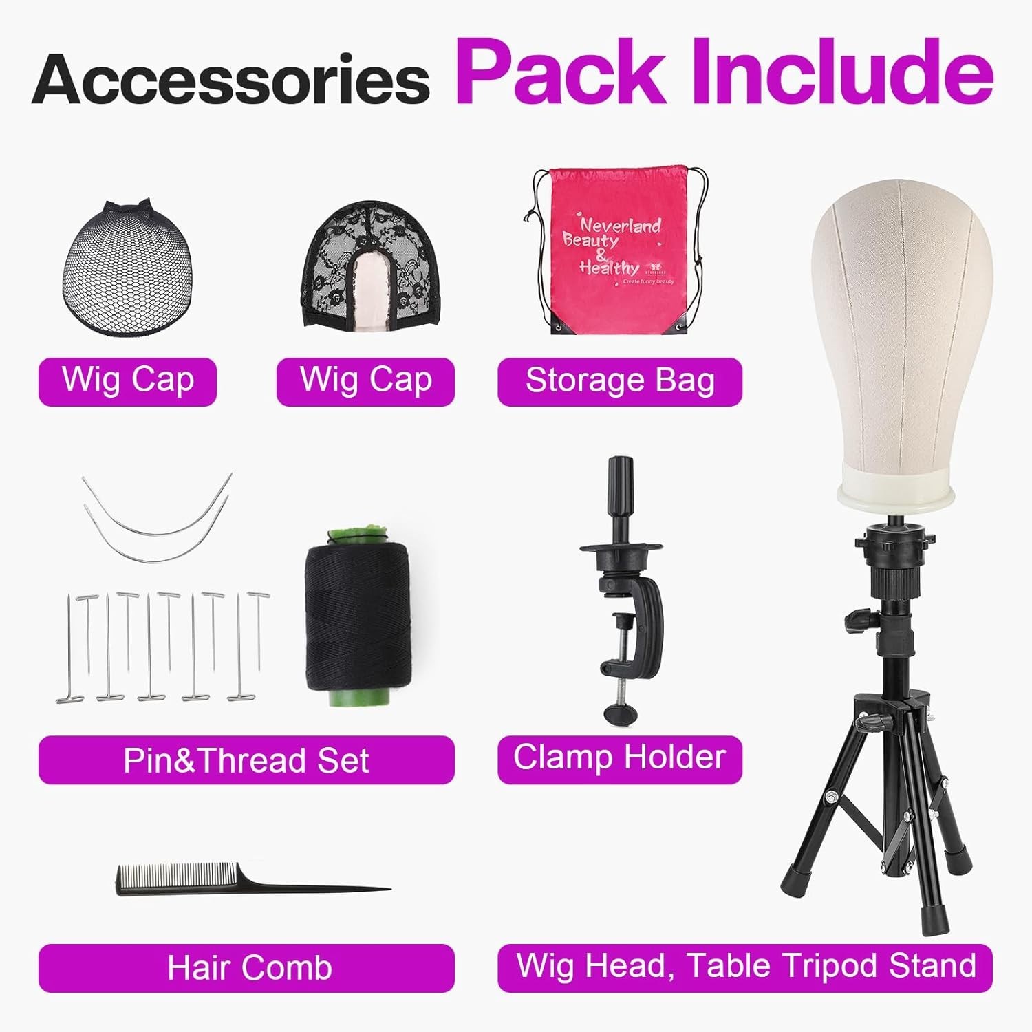 Sturdy 23-Inch Wig Stand with Canvas Head for Professional Wig Styling