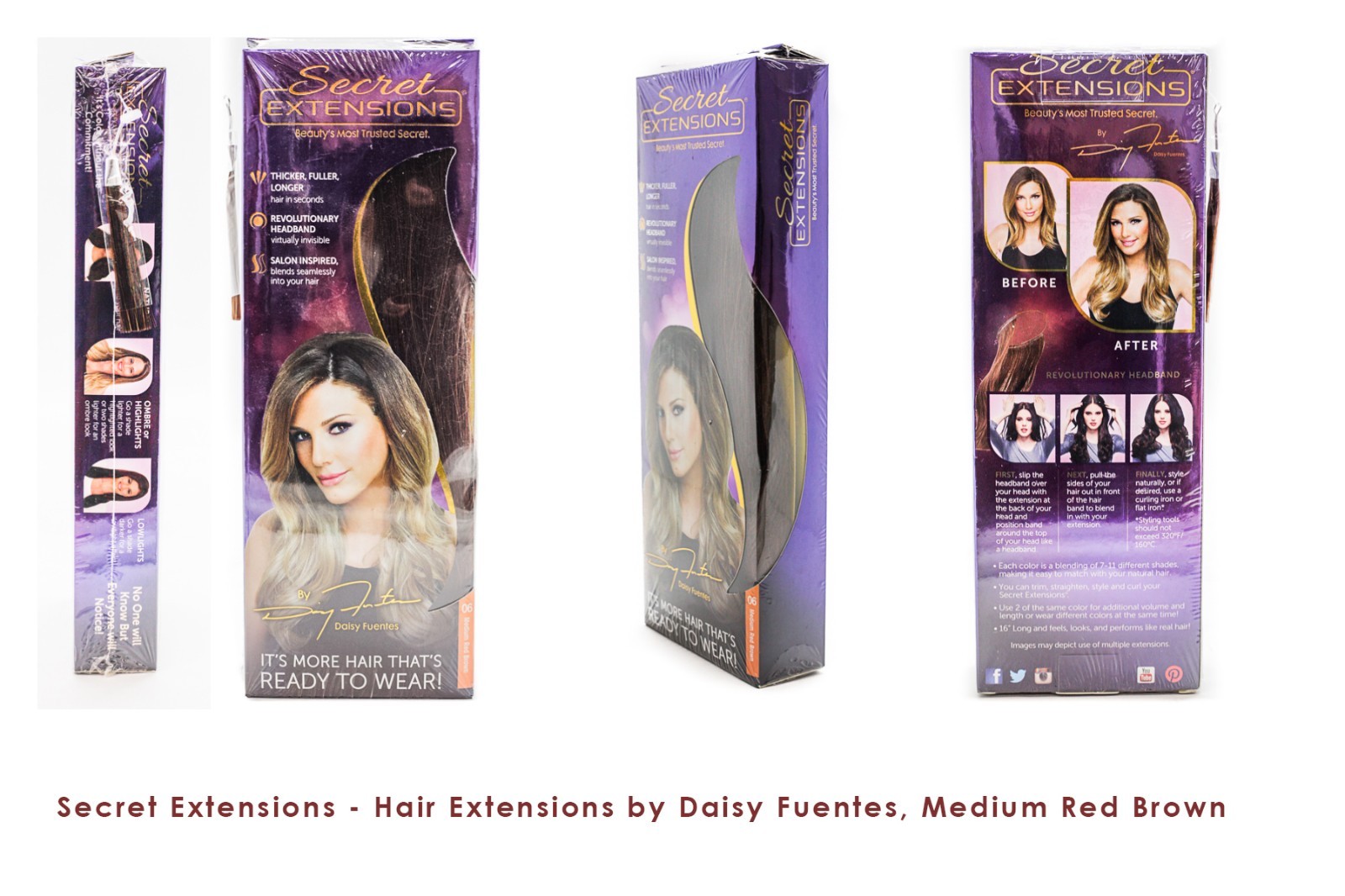 06 Medium Red Brown SE011724 Daisy Fuentes Secret Extensions One Piece Headband