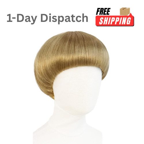 IMEYLE Short Blonde Bob Bowl Cut Wig with Hair Cap for Party Cosplay