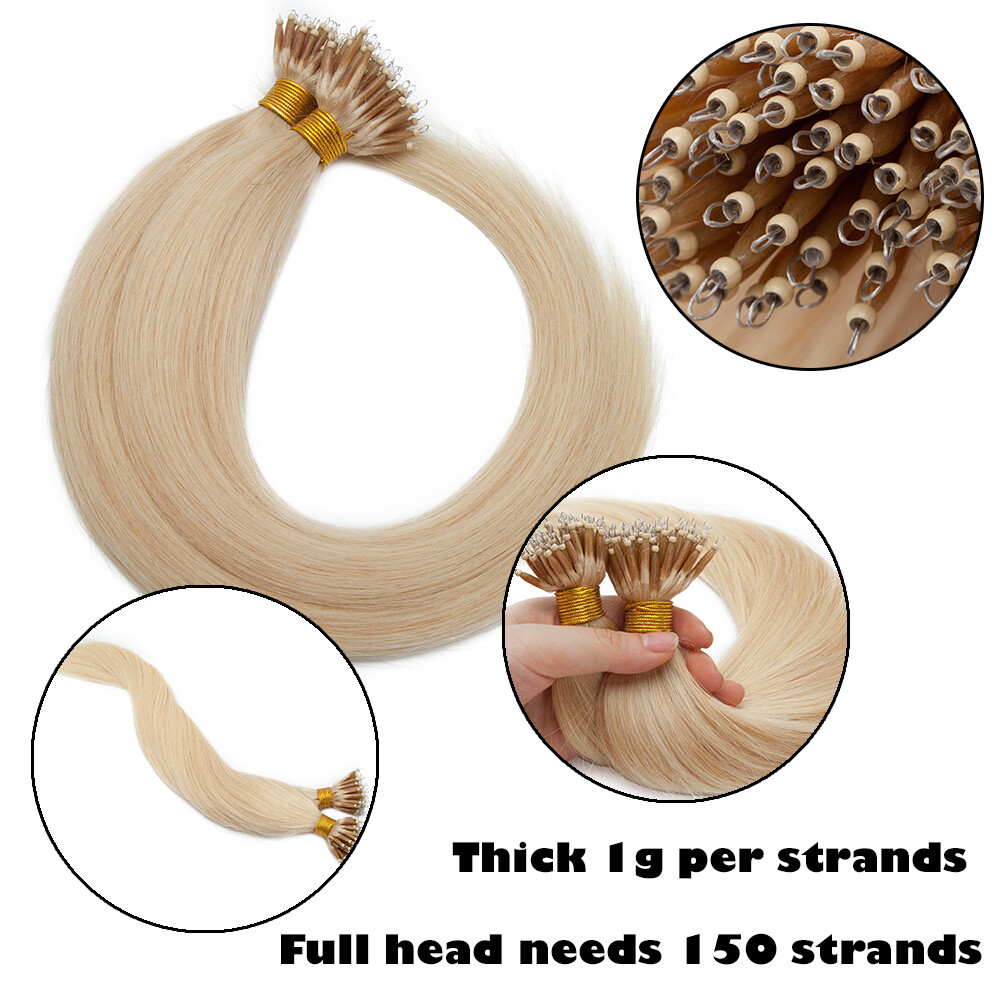 CLEARANCE Nano-Ring Tip Remy Human Hair Links Rings Loop Extensions 1g Bead L002