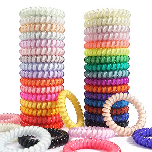 DED Spiral Hair Ties, 32PCS Coil Bracelets for Women, Girls – No Candy Colors