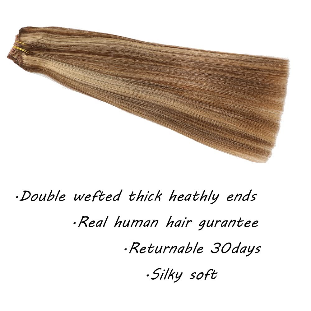 Eufficco Human Hair Lace Clip In Hair Extensions Thick Ends Highlights Piano
