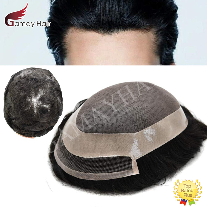 Welded Lace Front Mens Toupee Fine Mono Poly NPU Around Hair Replacement System