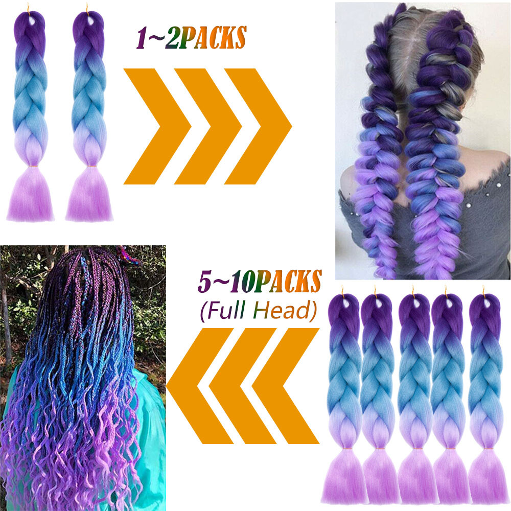 NEW Tinsel Shiny Rainbow 24″ Jumbo Dutch Braids Crochet Braiding Hair Extensions