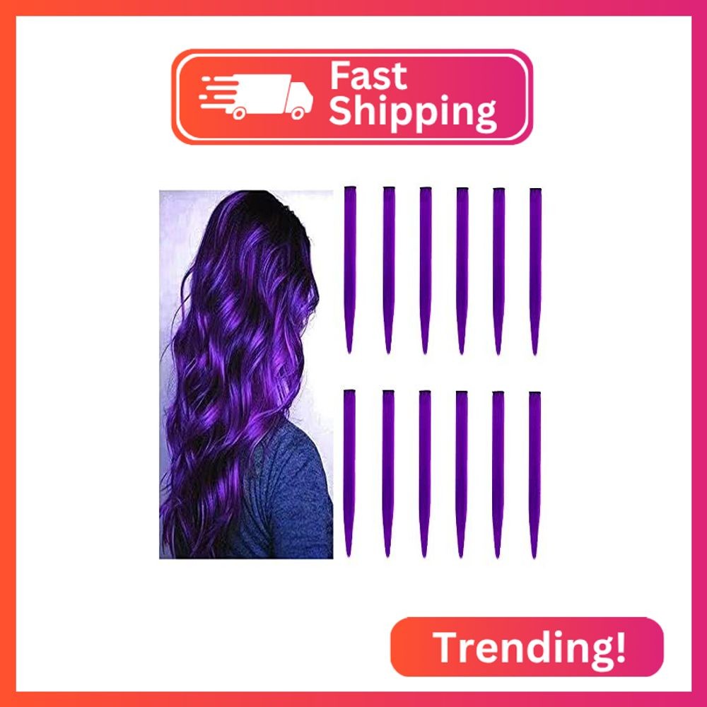 12 PCS Colored Hair Extensions, SOYZMYX Multi-color Party Highlights Clip in Syn
