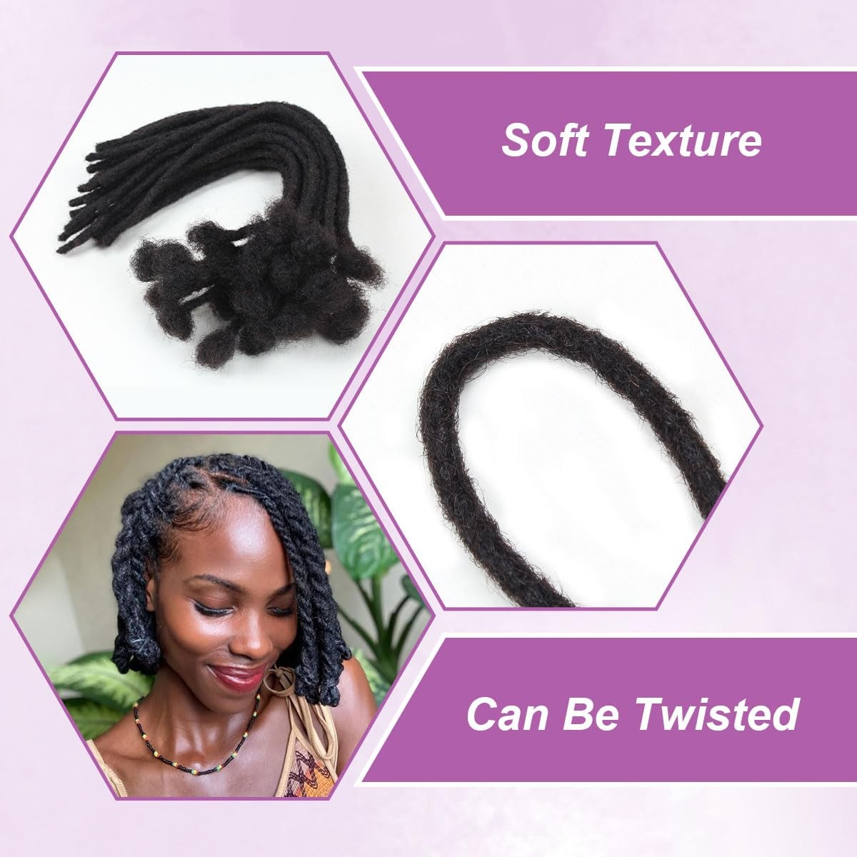Vecago 8 Inch 50 Strands Loc Extensions Human Hair 0.4Cm Width 100 Human Hair