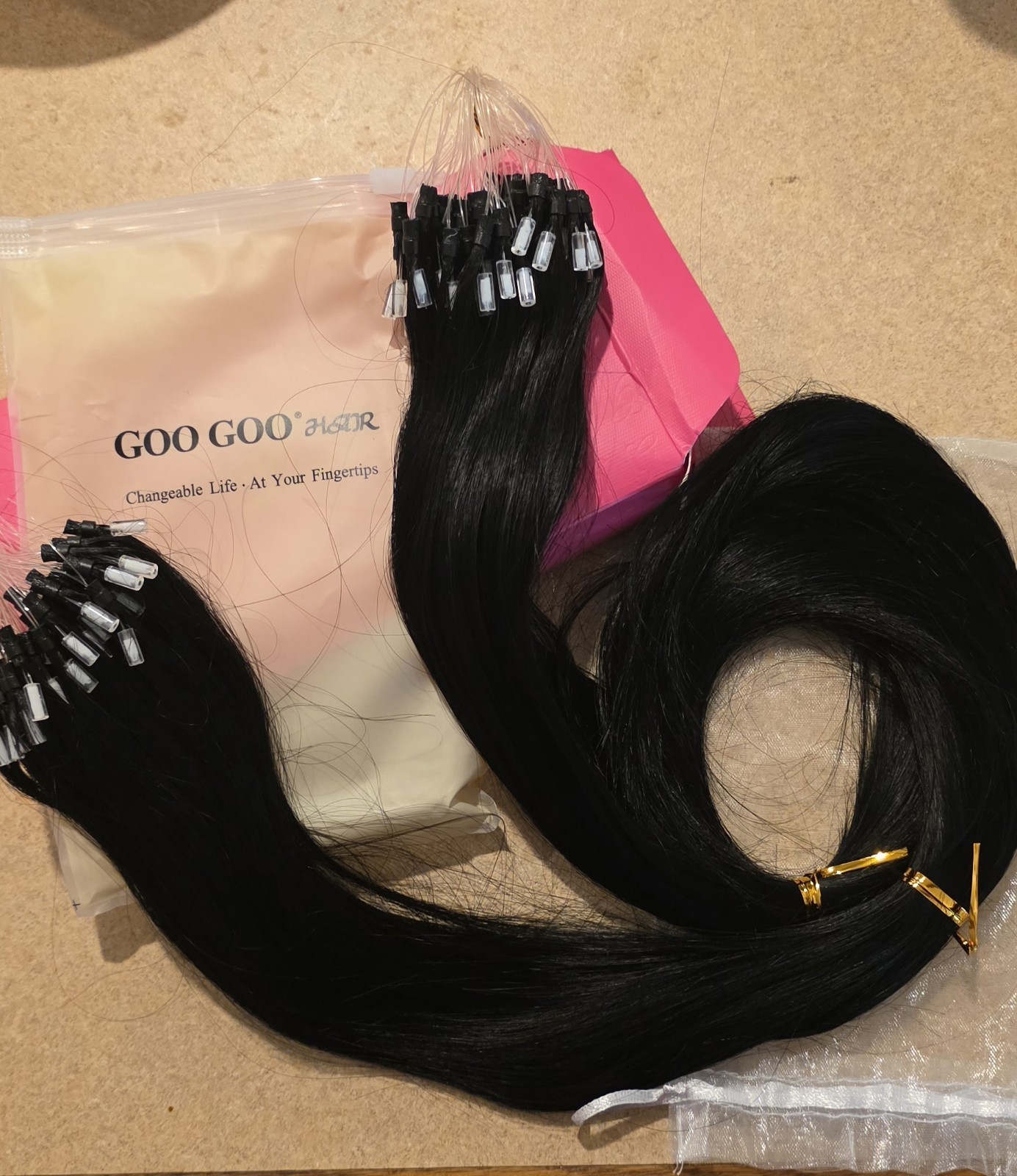 GOO GOO Microlink Bead Hair Extensions, Invisible Remy Cold Fusion Feather…