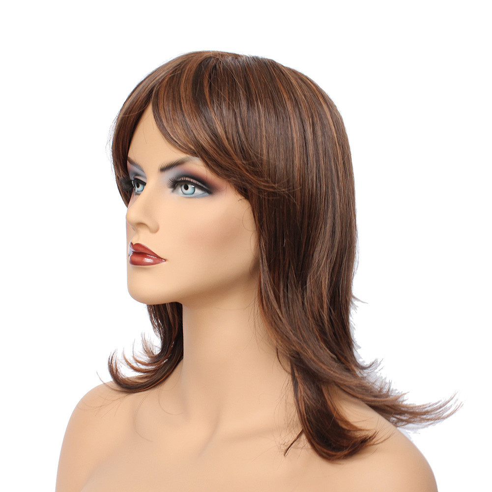 Classic Cap women Synthetic straight Short Golden/Dark Brown wig HengFeng SHL07