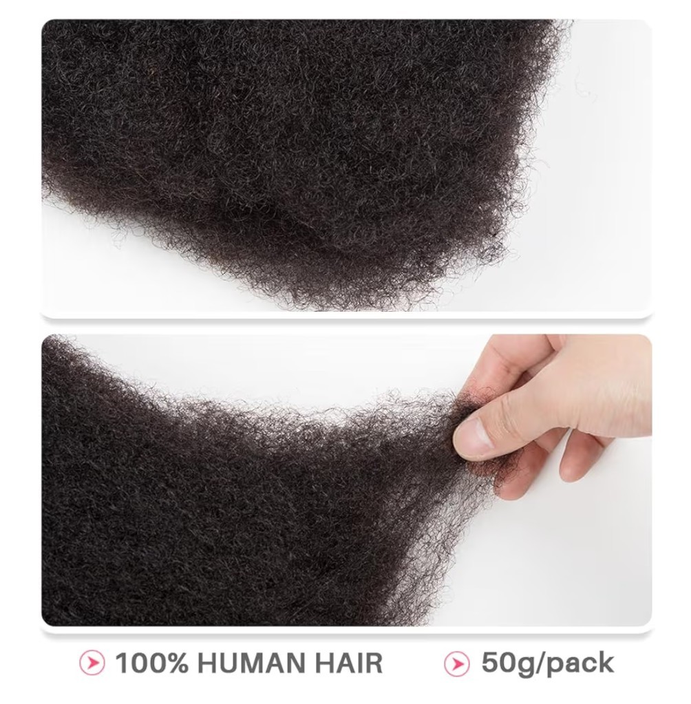 Queen Virgin Remy QVR 10in Afro Kinky Bulk Human Hair 50g Natural Black