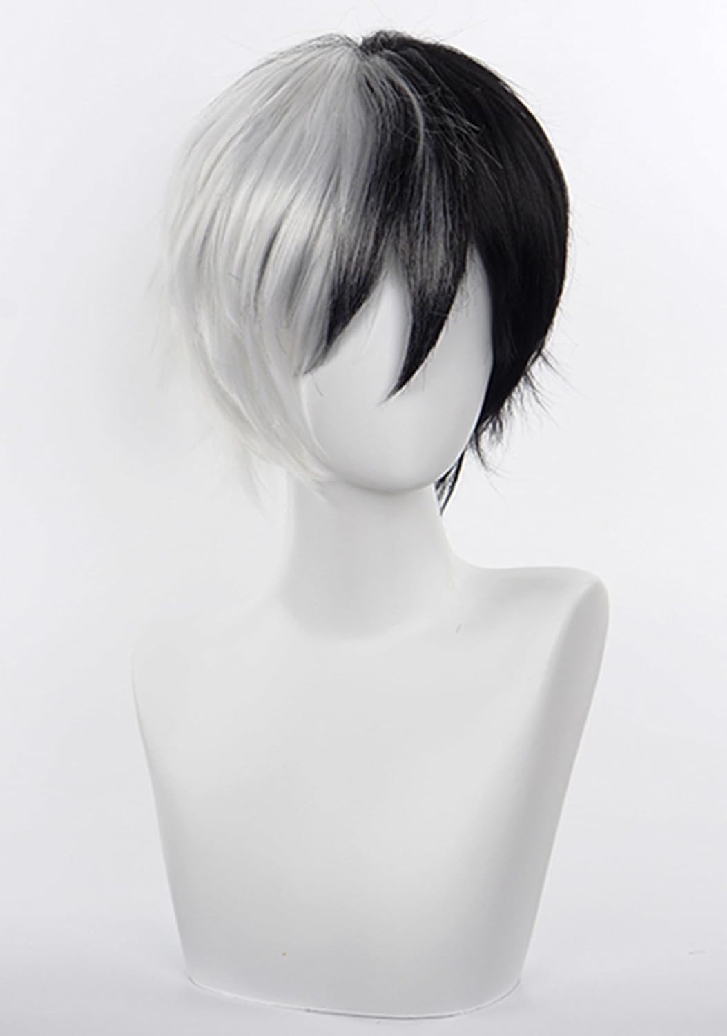 COSPLAZA Cosplay Synthetic Wig Short Black White Unisex Adult Anime Show Party H