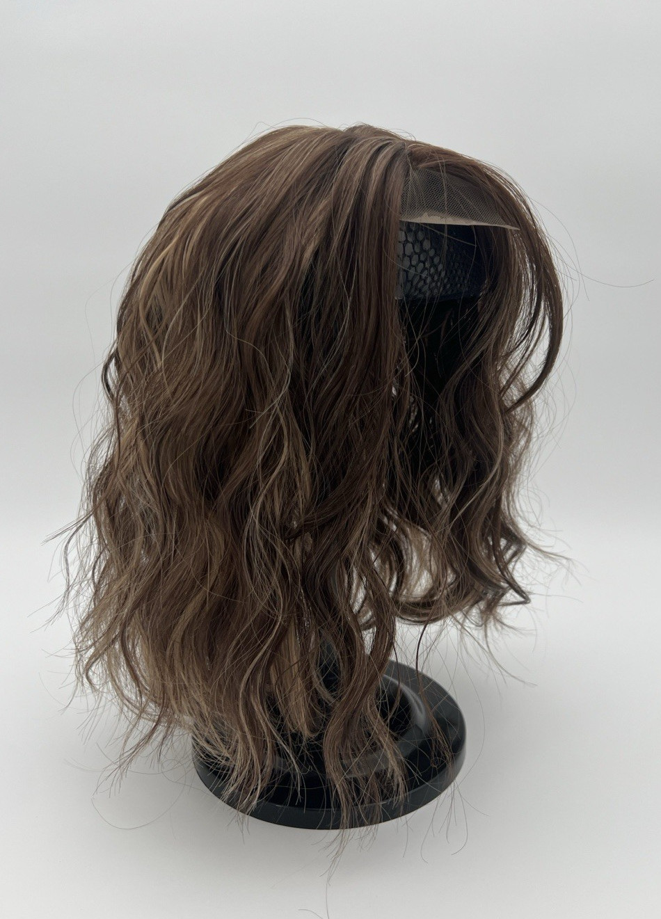 Brown Blonde Highlights Short Wavy 11in Natural Hair Topper