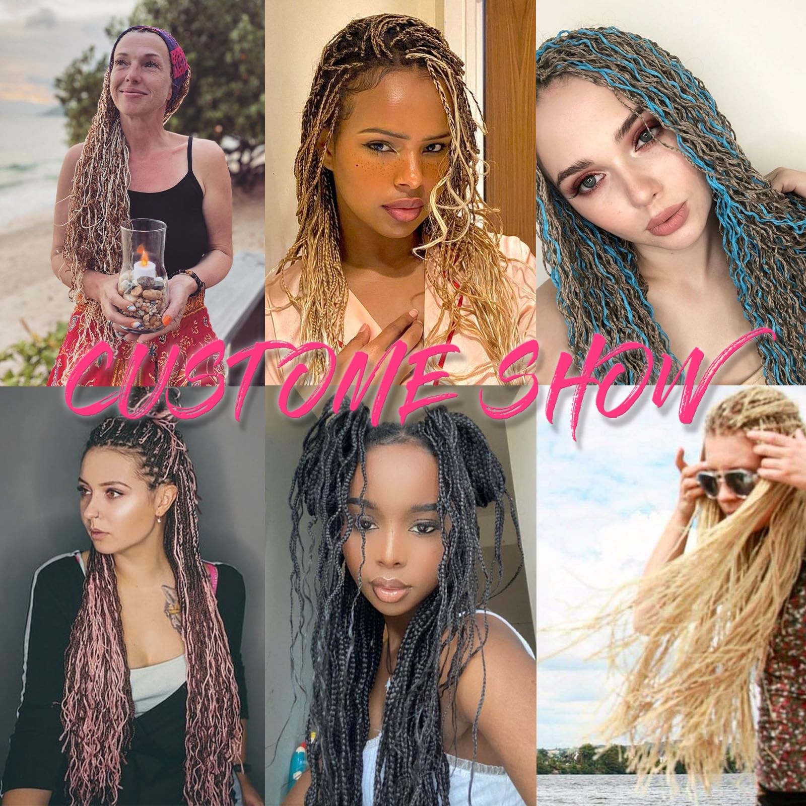 Ruiyok 18 Inch Micro Braids Crochet Hair 240 Strands Dark Brown Curly Zizi