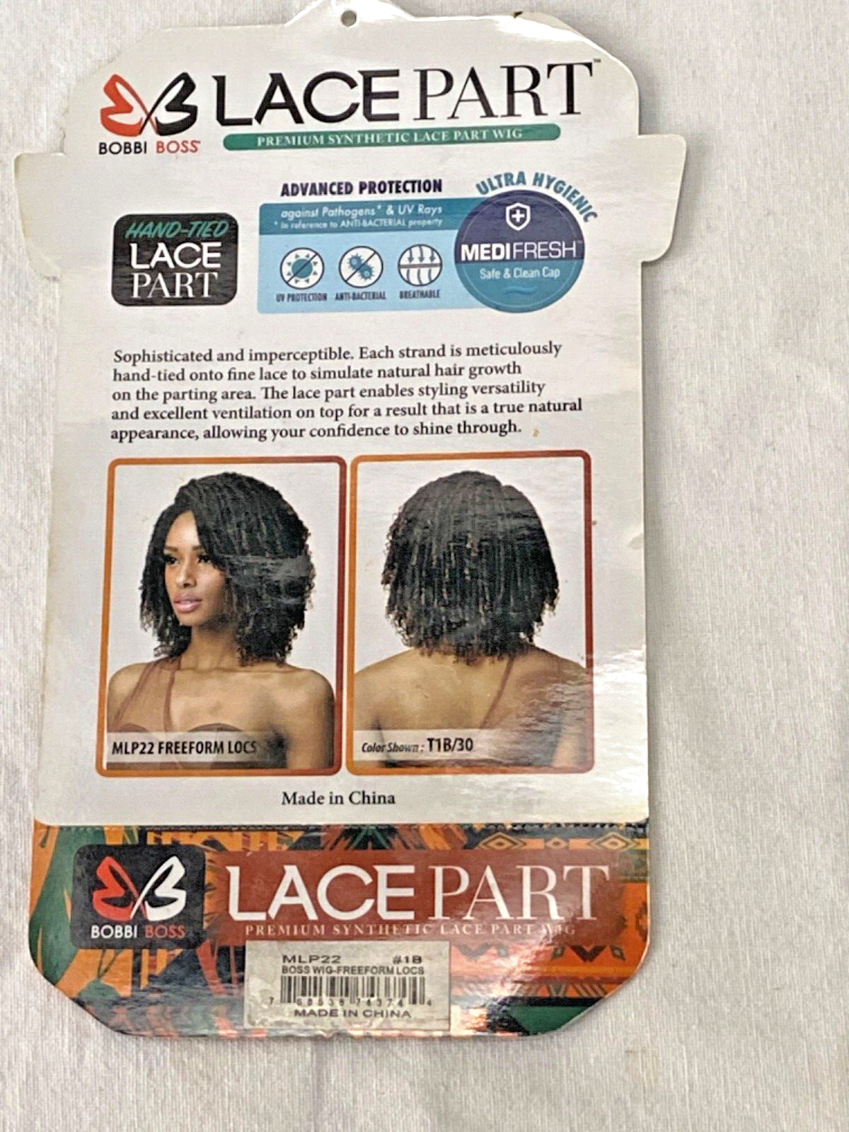 BOBBI BOSS 1B Natural Wig Medi fresh Cap 4.5in Lace Part -MLP22 FREEFORM LOCS