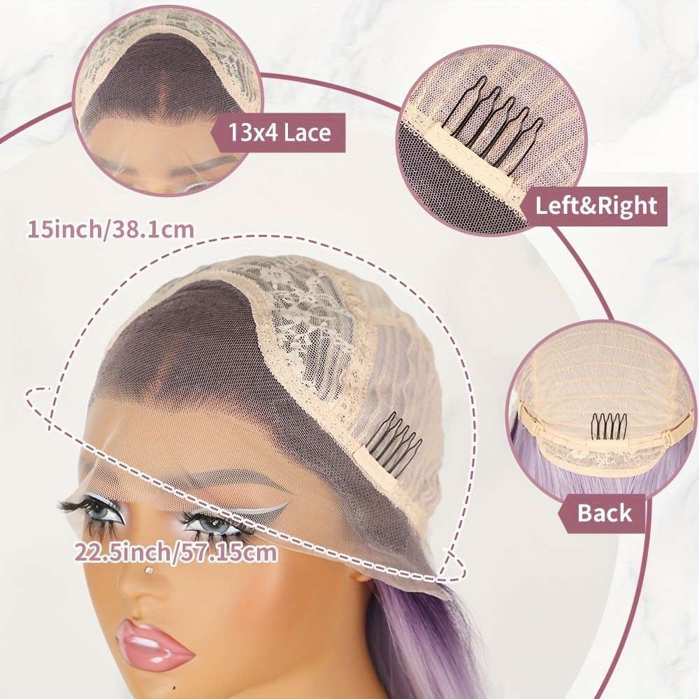 Glueless Synthetic Lace Front Wigs Ombre Purple Color Long Silky Straight Hair