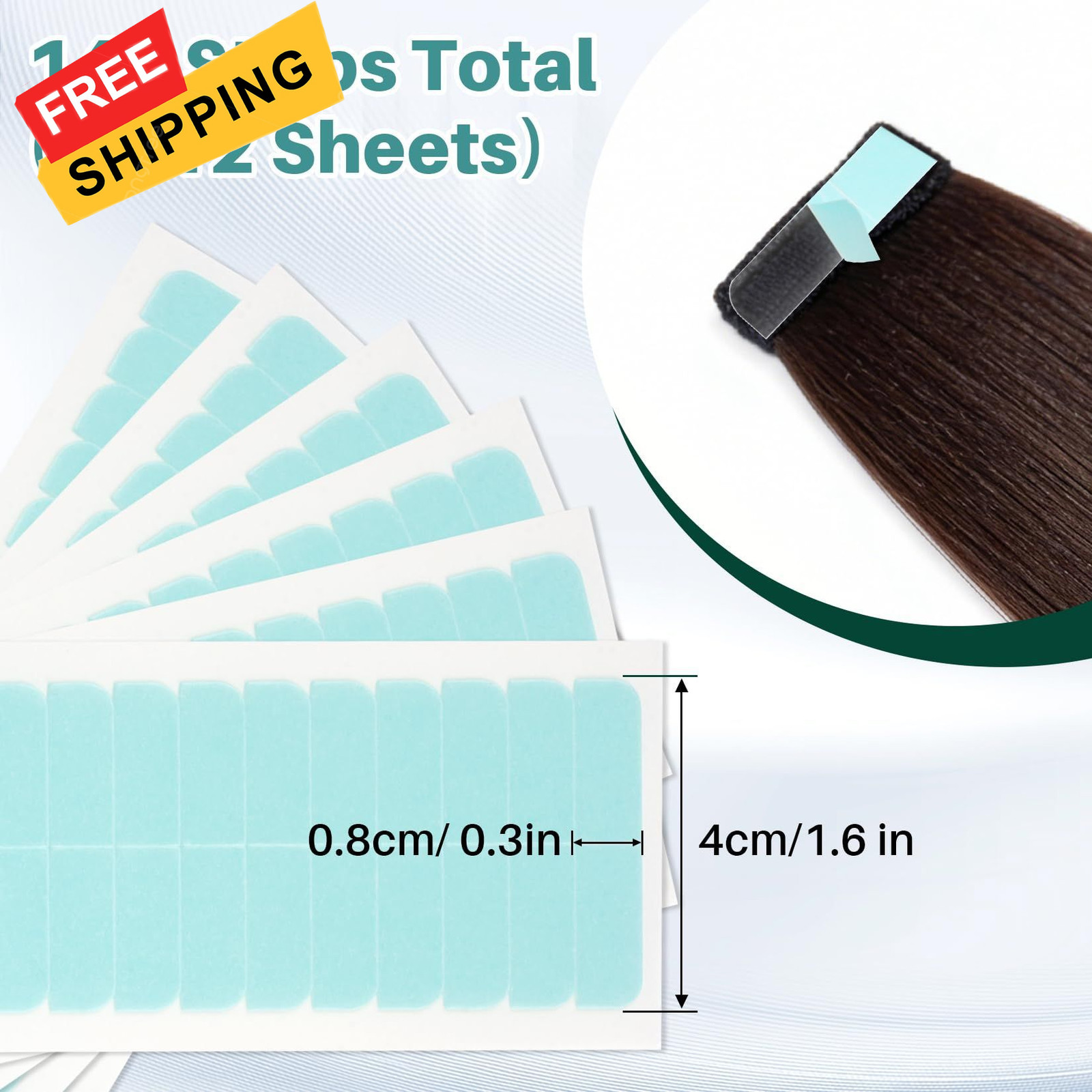RAQEHO 144Tabs Hair Extension Tape – Strong Hold Invisible 4cm x 0.8cm