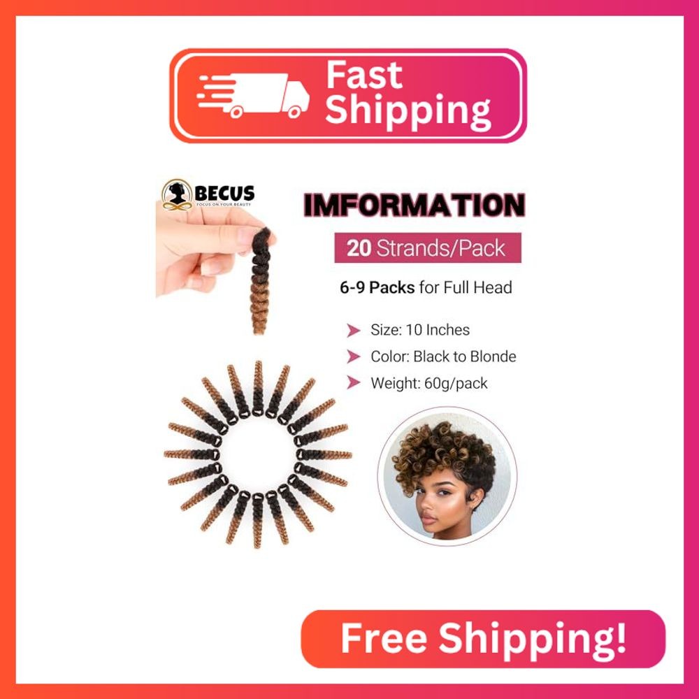 BECUS Crochet Braids Hair for Black Women 3 Packs 10 inch Synthetic Short Braidi