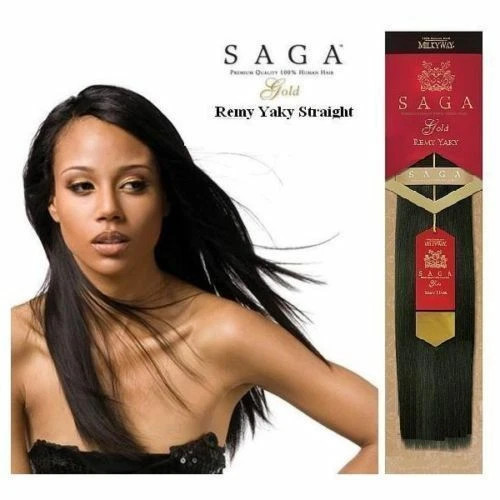 SHAKE-N-GO Saga Gold Remy 100% Human Hair Yaky Weave 10″ #4