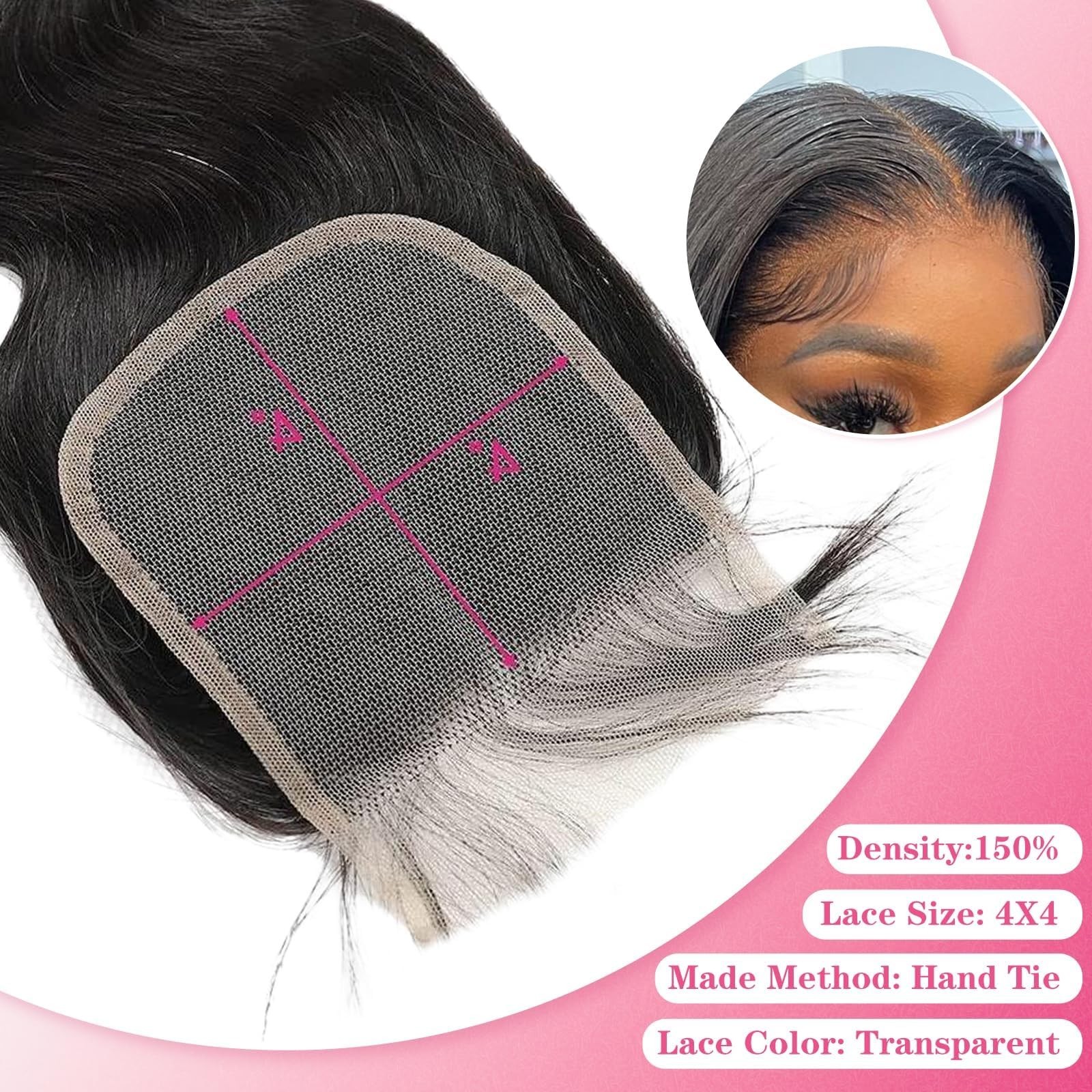 4×4 Lace Closure Human Hair Body Wave HD Lace Closure 14 Inch Free … Fast Ship