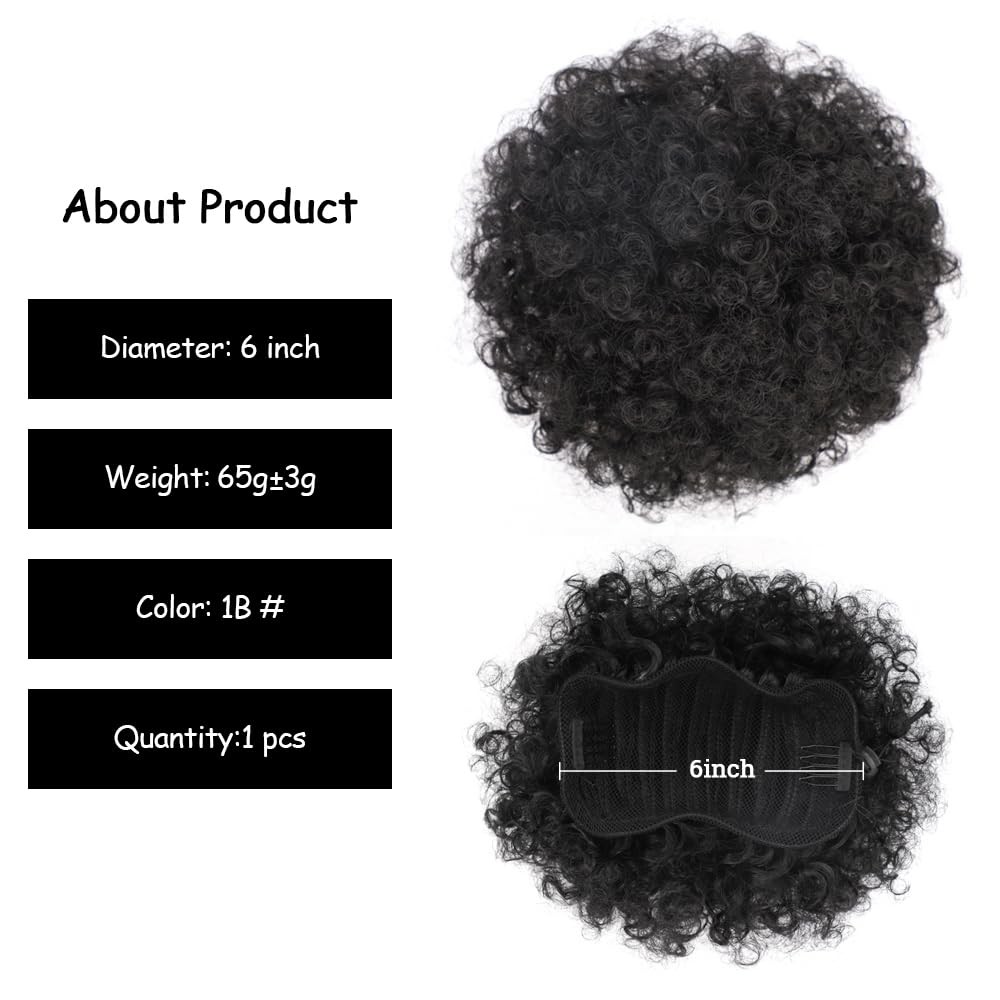 Afro Puff Drawstring Ponytail Kinky Curly Bun Hair Synthetic 1B 65g 6 Inch – 9