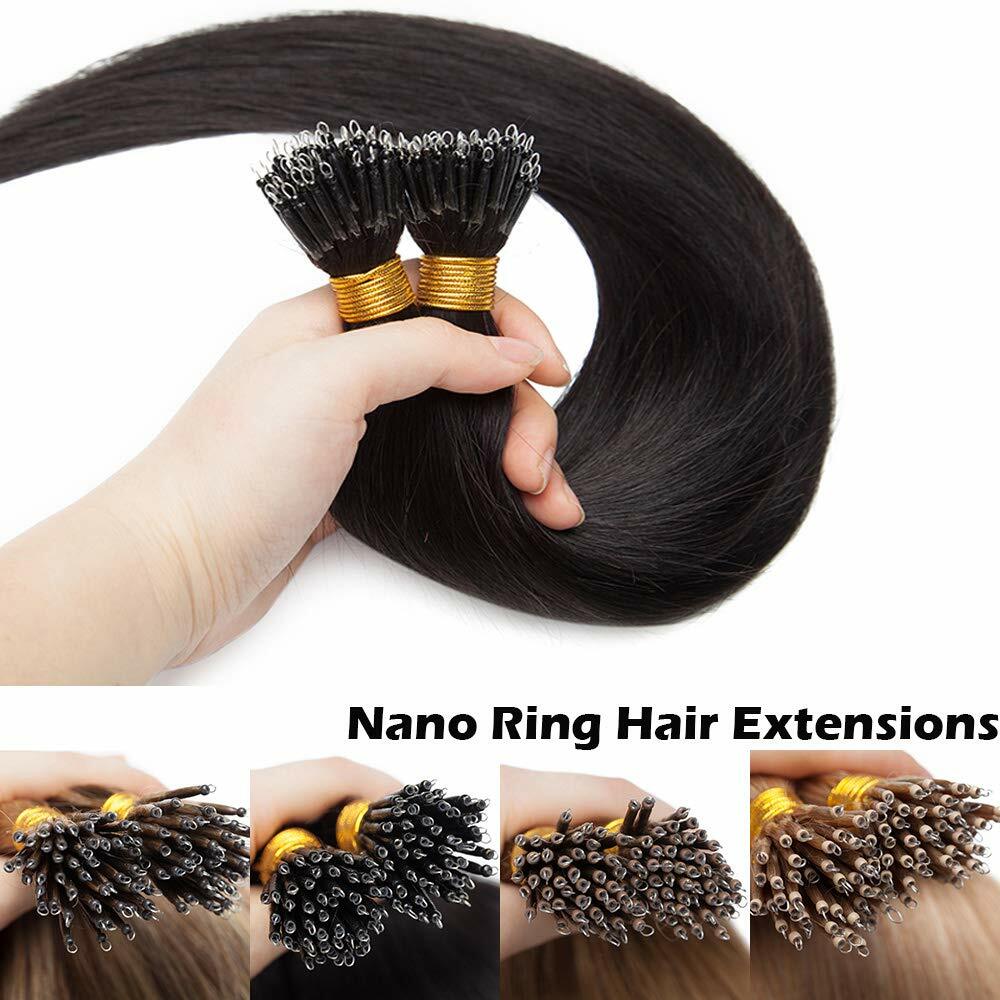 Invisible Nano Ring Tip Human Hair Extensions Double Drawn Thick Remy IndianHair