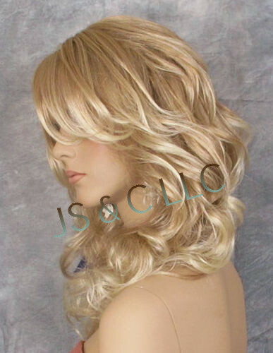 Strawberry Blonde mix Big Curly Wavy Glamorous New Wig w Bangs BL 27-613