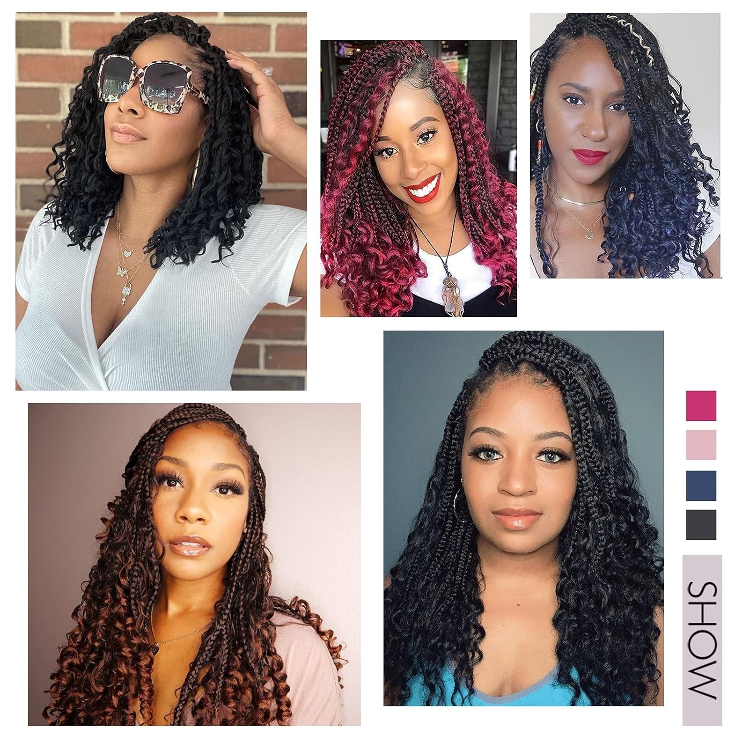 14 Inch Curly End Goddess Box Braids Crochet Hair – 8 Pack Synthetic Extensions