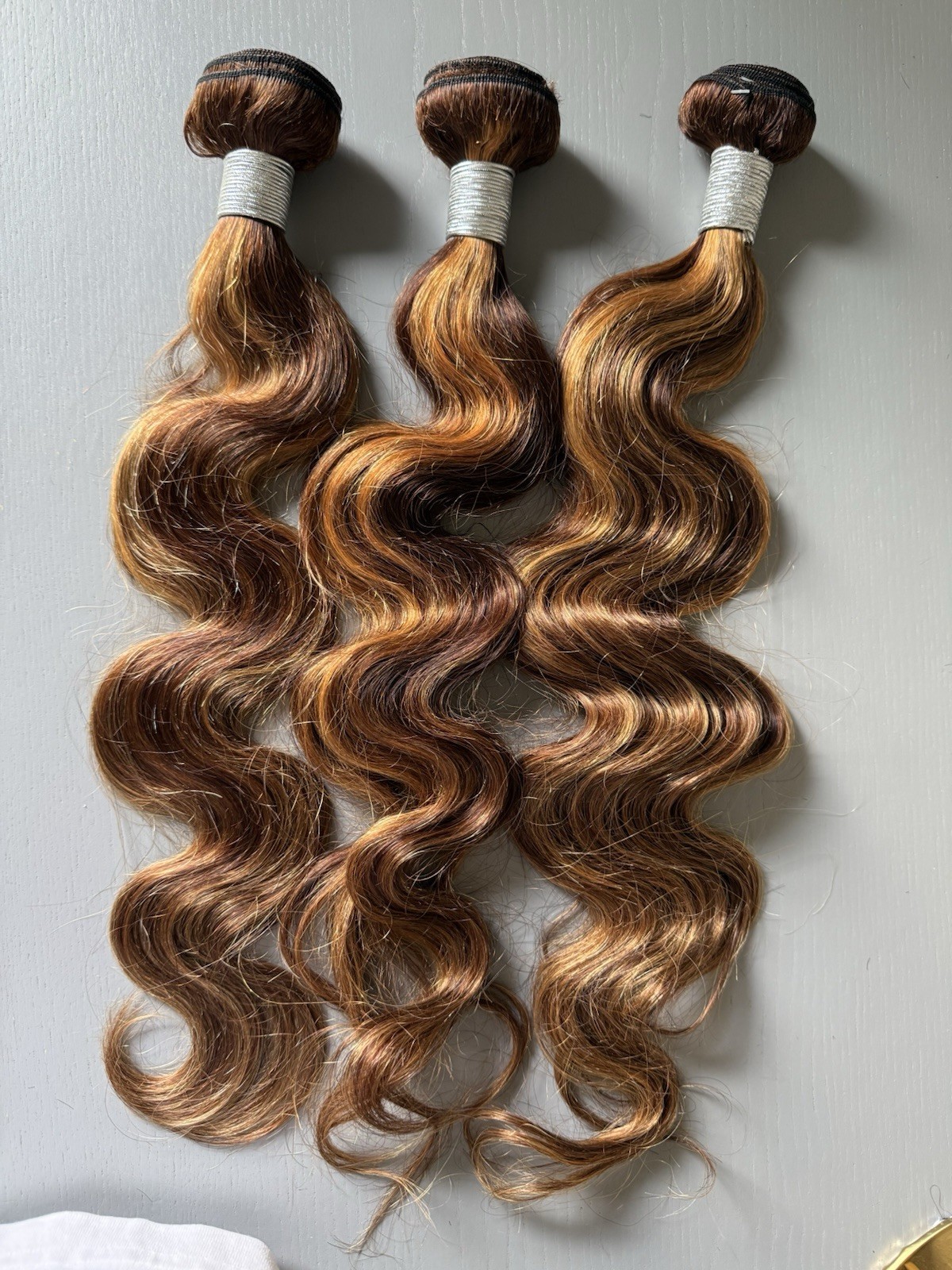 100% Virgin Human Hair Extensions 3 Bundle deal- 20”22”24 Body highlight P4/27