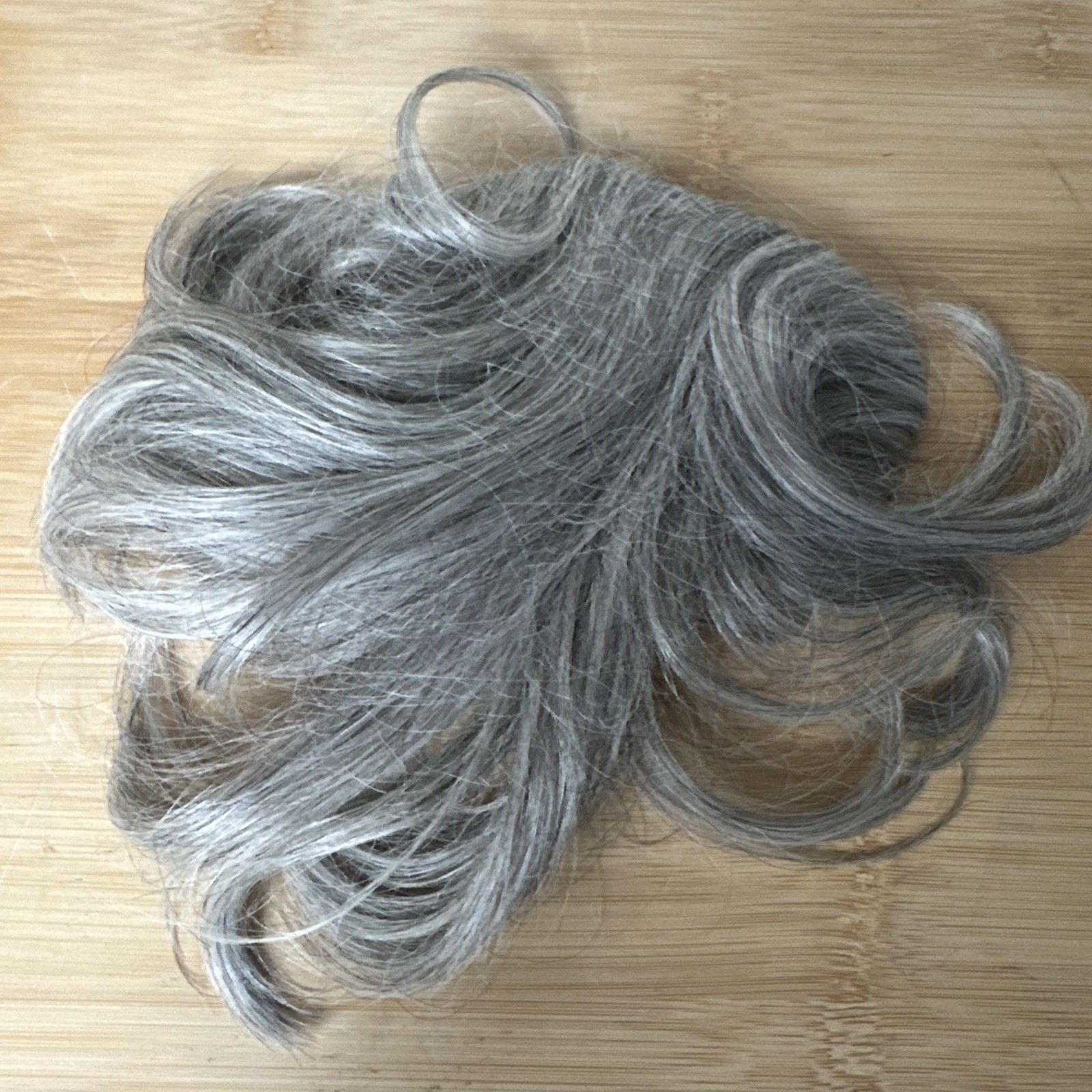 Elura Monsanto Fiber Hairpiece Grey Silver Curly Topper Wiglet USA