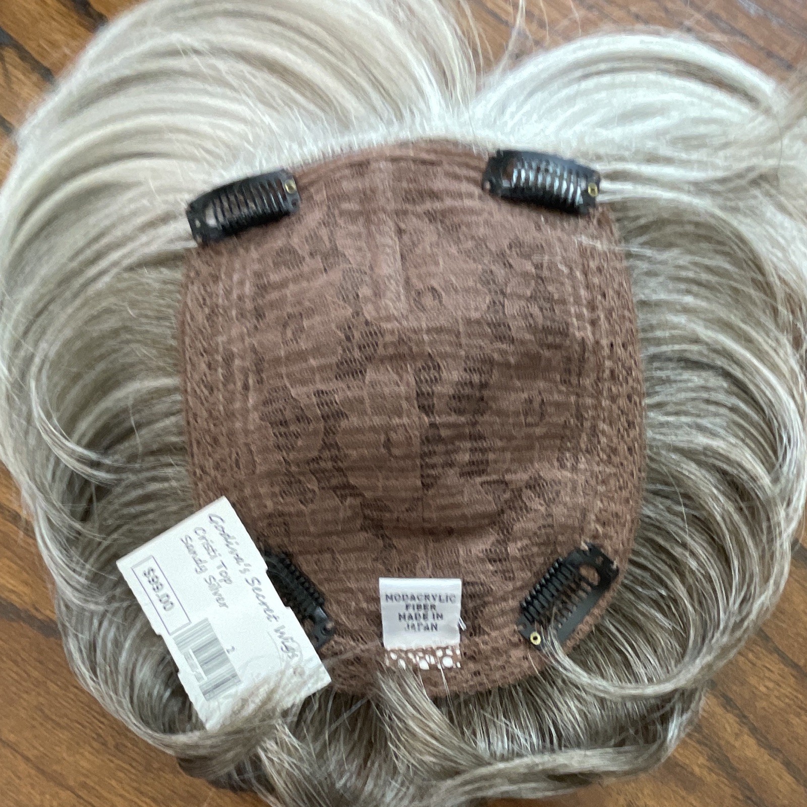 GodivasSecret Wigs Cristi Synthetic Clip-In Topper 8in Straight Layered Silver