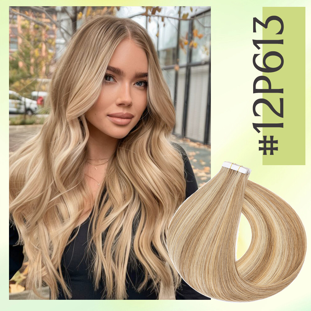 100% Real Remy Hair Tape In Russian Human Hair Extensions Skin Weft Ombre Brown