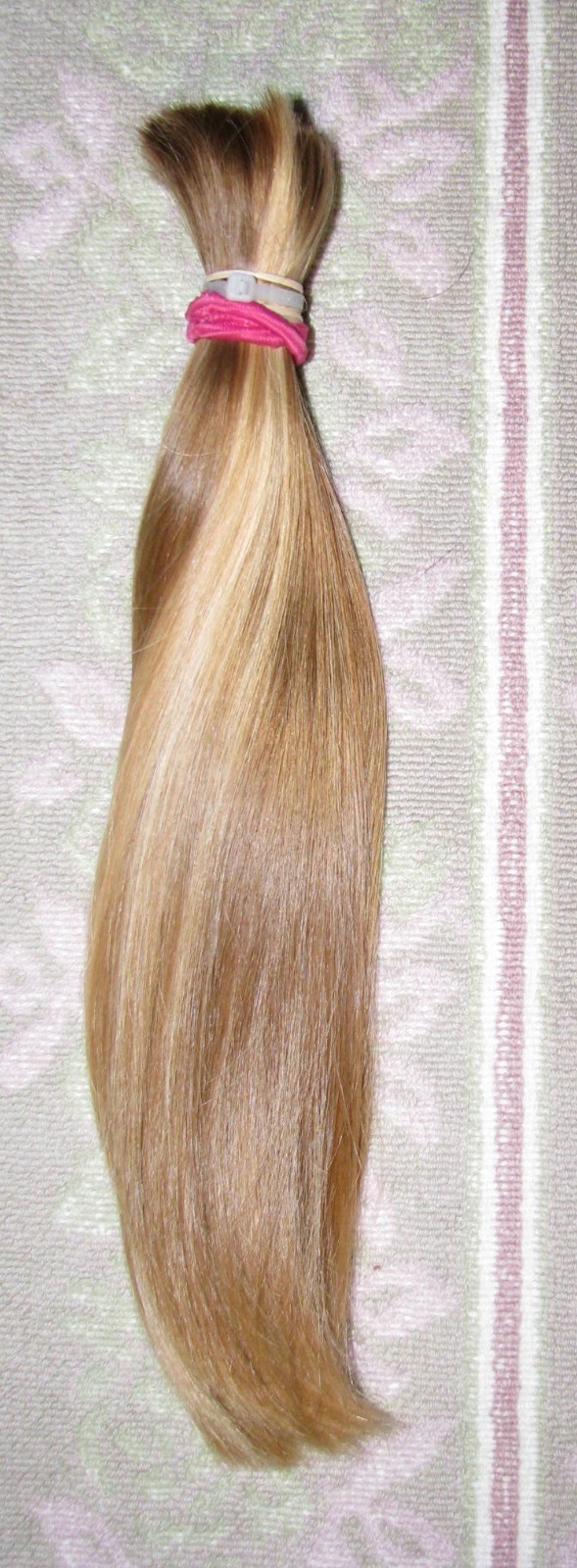 HUMAN HAIR HAIRCUT 12 INCH 2.6oz THICK BLONDE BLEND PONYTAIL REBORN DOLLS T43
