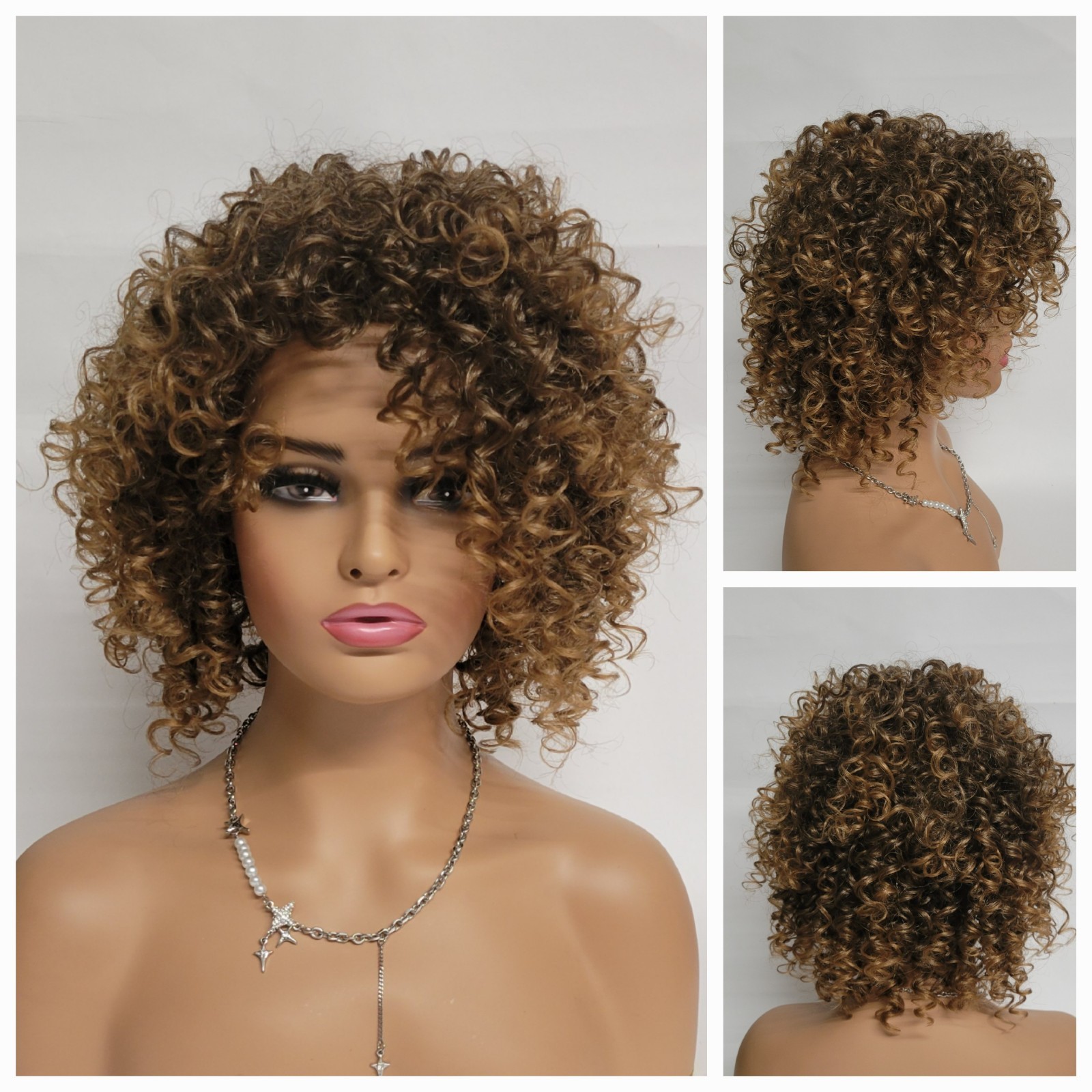 💕SEXY SPIRAL CURL CHIN WIG MIXED BLONDE FOR BLACK WOMEN DAILY FASHION BOBBIBOSS