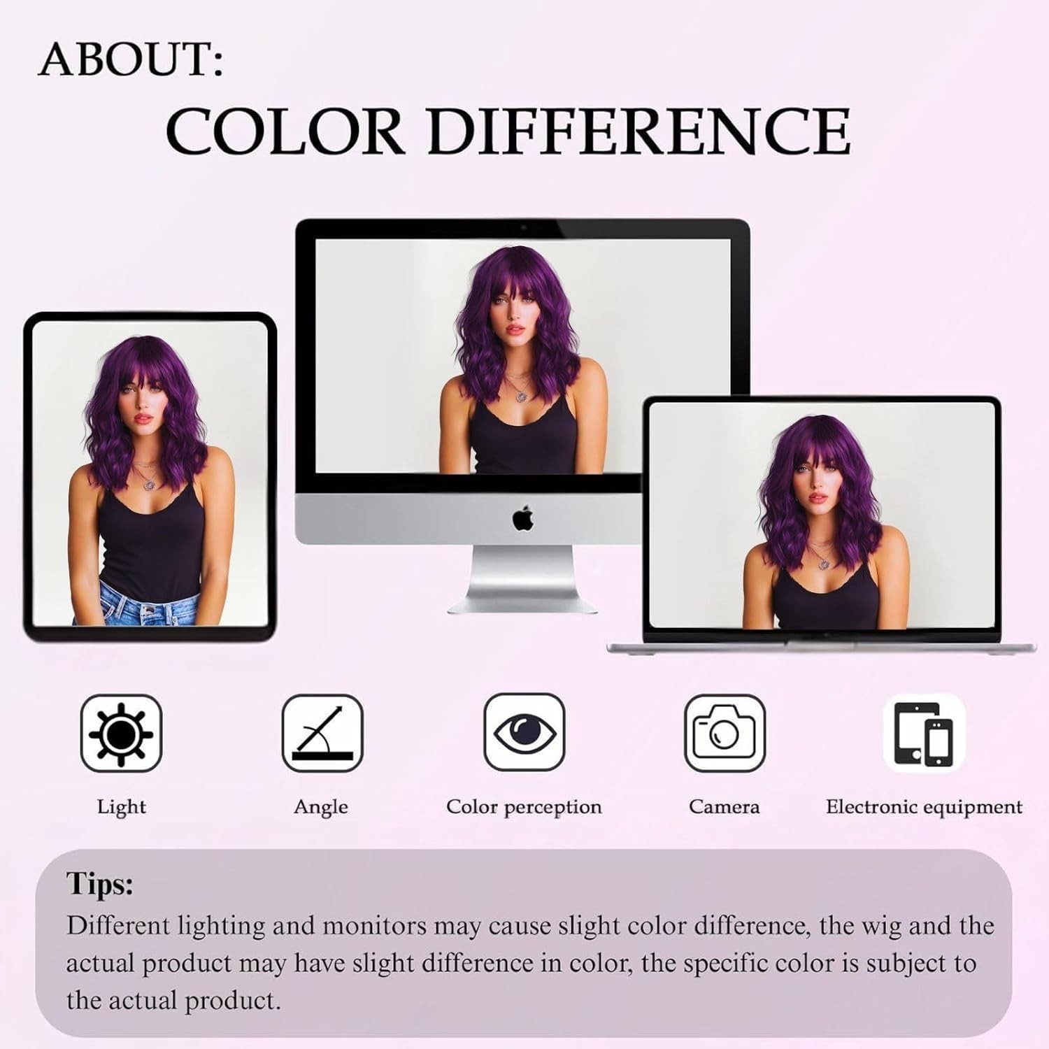 14″ Dark Purple Loose Wavy Bob Wig for Women Cosplay Party 169E818234