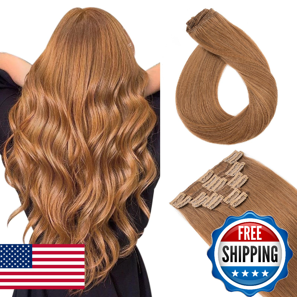 Hairro Clip In Hair Extensions 100 Real Human Hair 12 Inch 55G 8 Pcs 18 Clips