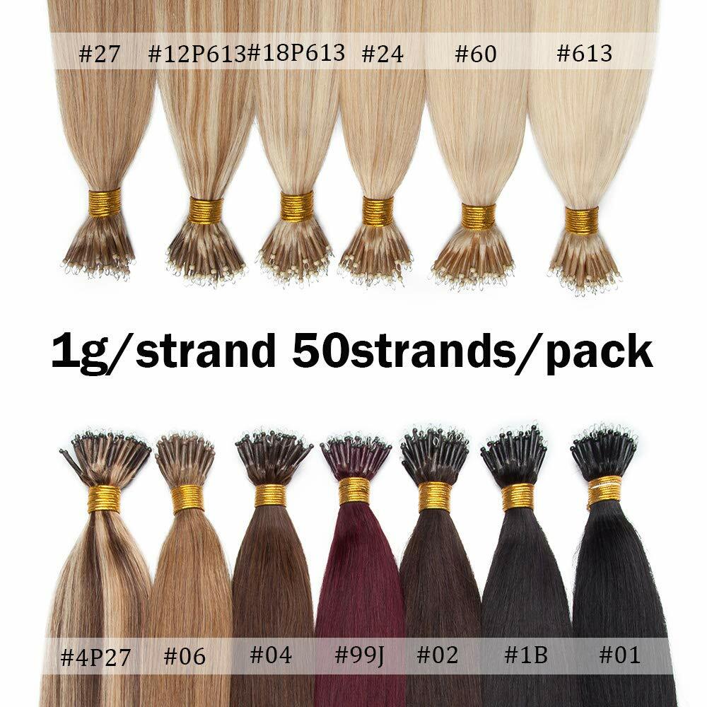Double Drawn Nano Ring Hair Extensions Micro Nano Beads Tip Remy Real Human Hair