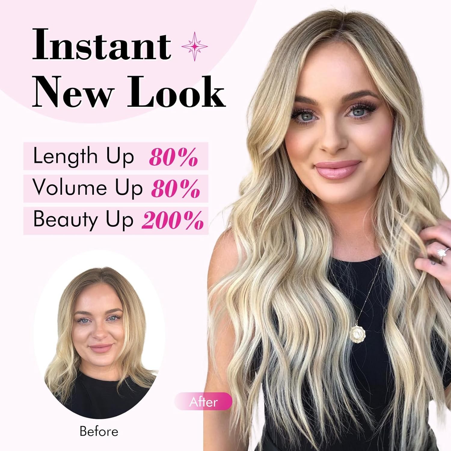 Blonde Hair Extensions, 20” One Piece Clip in Hair Extensions