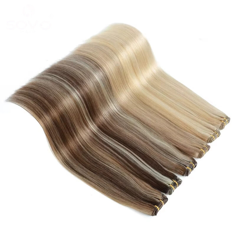 Double Weft Sew in Hair Extensions Brazilian Remy Human Hair Weave Bundles 95gr