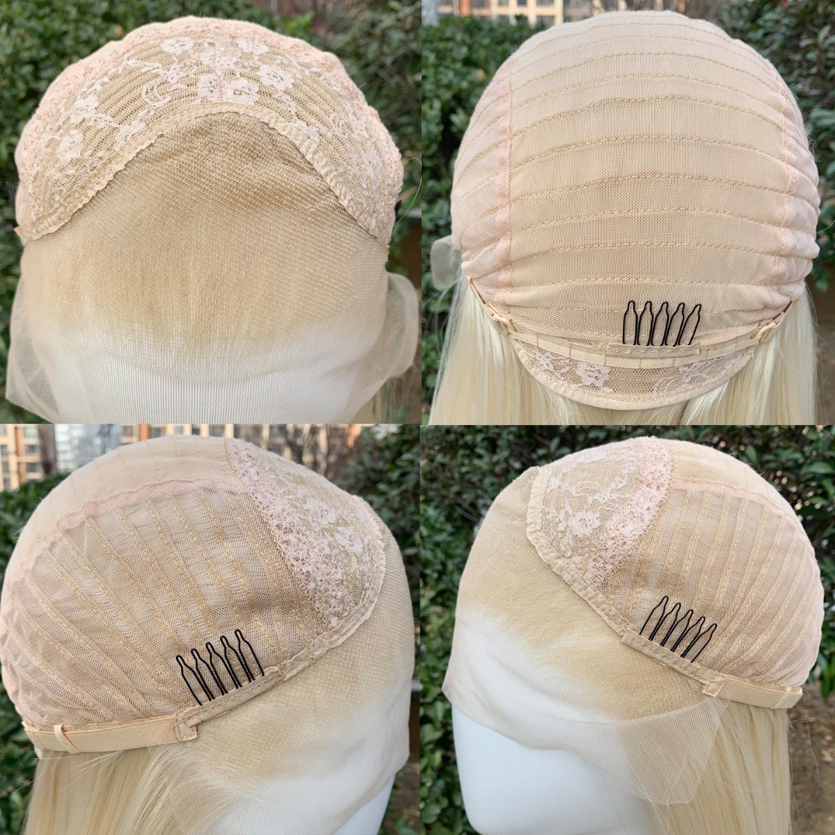 Heat Resistant Hair Bleach blonde Lace Front Wig Layered Long Straight Natural