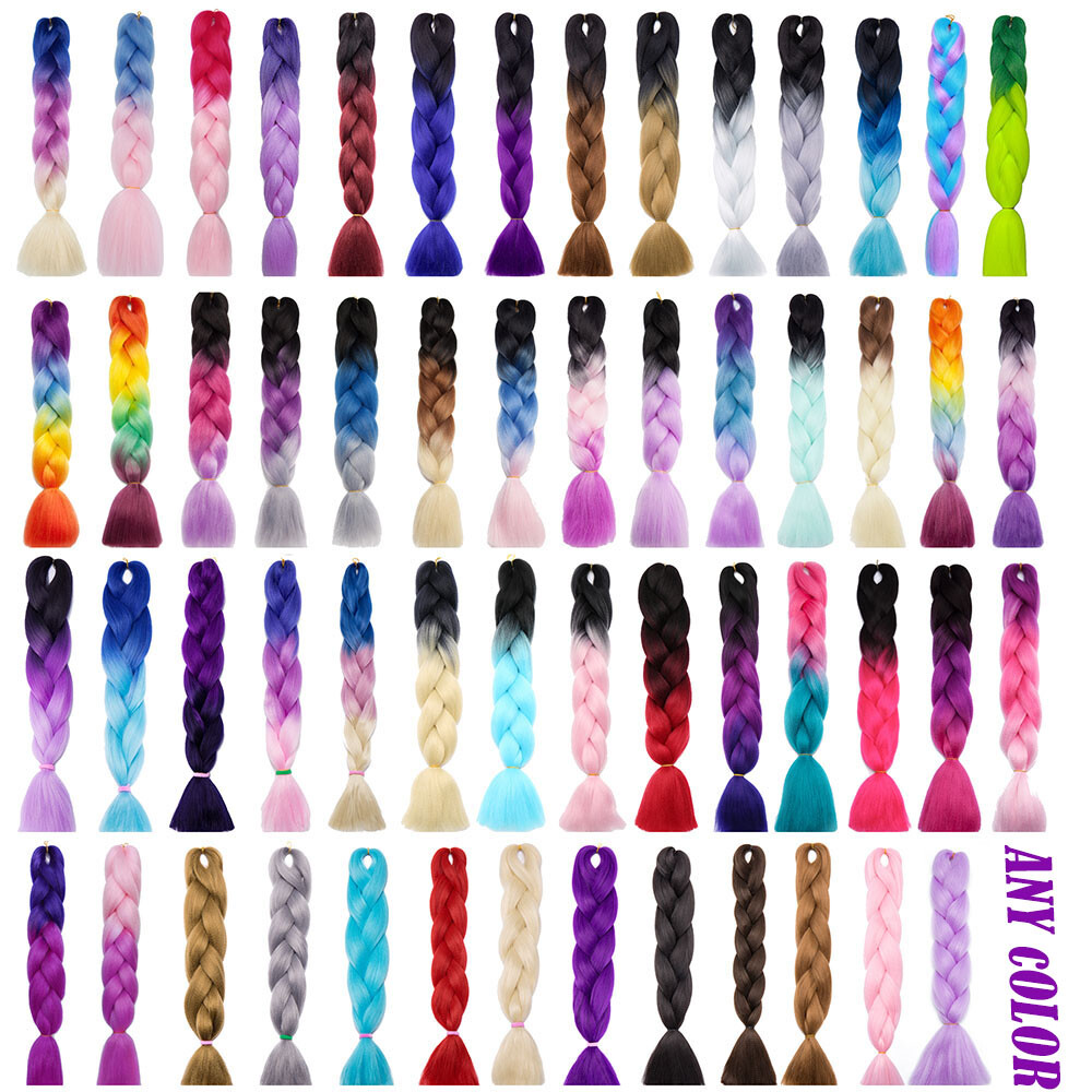 24in Long Thick Ombre Rainbow Jumbo Braiding Hair Extensions Synthetic Any Color