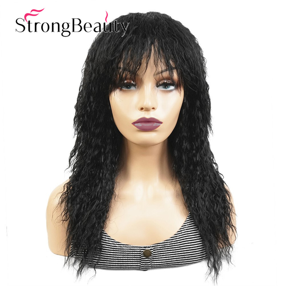 Long Afro Kinky Curly Wigs Black Brown Synthetic Wig African for Women