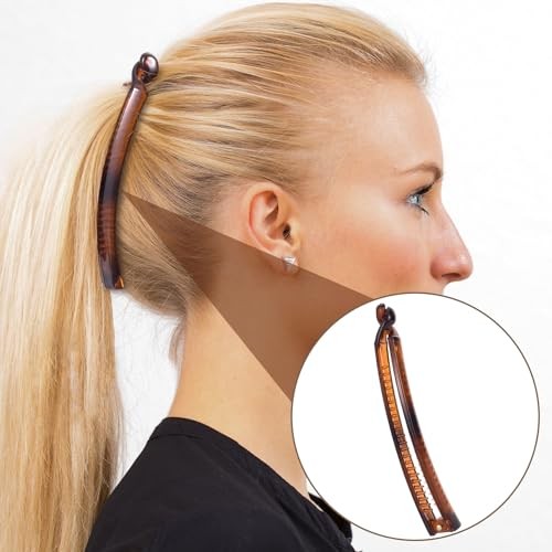 Vintage 90s Banana Hair Clips for Women – 3pcs – White & Black & Brown