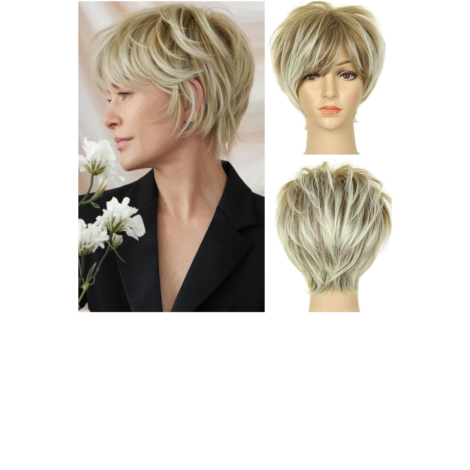 Ombre Brown Blonde Heat Resistant Synthetic Pixie Cut Wig – Luxurious