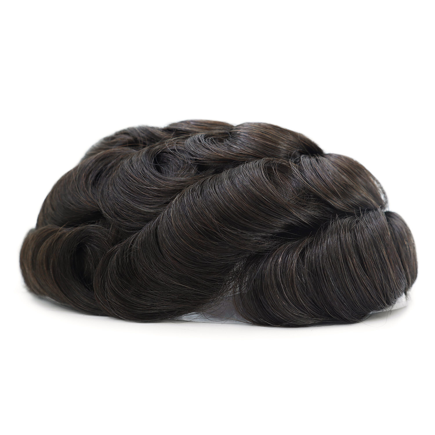 Durable Toupee Mens Human Hair Thin Skin Hairpieces System Replecement Wig Black