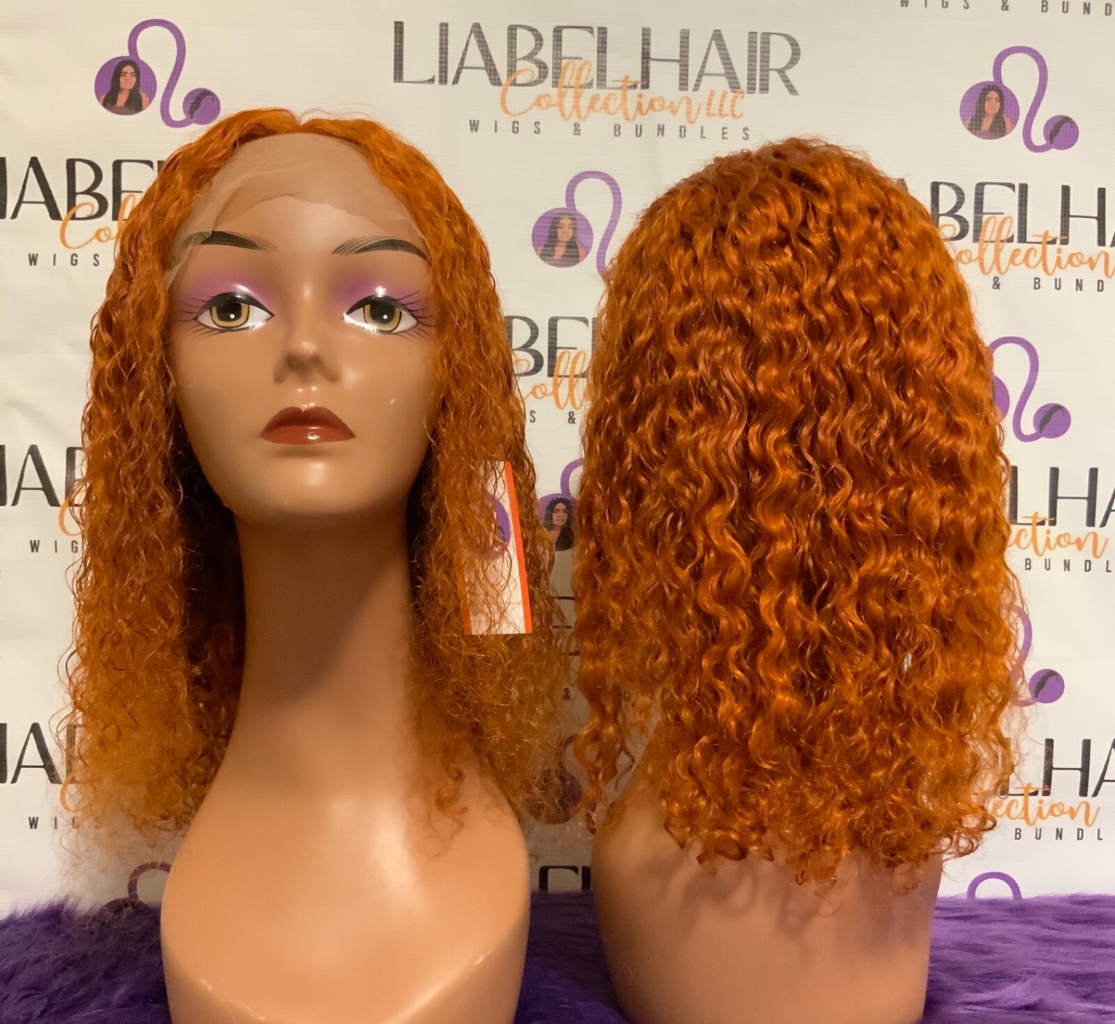 100%human virgin hair orange ginger  straight  lace180 density 12” 10Agrade 13×4